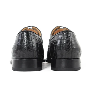 Vikeduo 2018 Karšto Prabangus Rankų darbo Juodos spalvos Krokodilo odos batai Vyrų Dizaineris natūralios Odos Suknelė, Vestuvės batų Mens Batai Derby