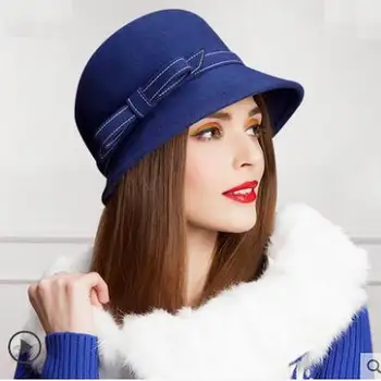 Vilnos skrybėlę, Moteris, mergina šalies Fedoras vilnos beretė skrybėlę bžūp Atsitiktinis šiltas palydovė bžūp rudenį ir žiemą dailininko Britų džiazo skrybėlę