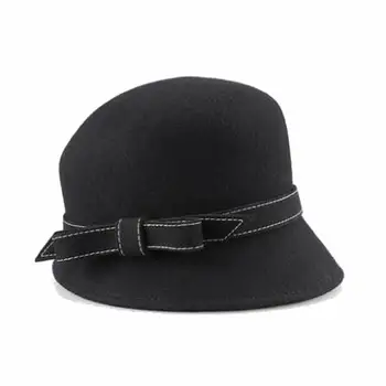 Vilnos skrybėlę, Moteris, mergina šalies Fedoras vilnos beretė skrybėlę bžūp Atsitiktinis šiltas palydovė bžūp rudenį ir žiemą dailininko Britų džiazo skrybėlę