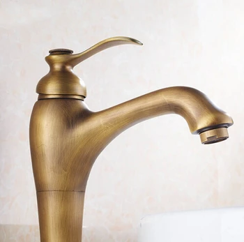 Vintage Stiliaus aukštų senovinių baseino žalvario maišytuvas vonios kriauklės maišytuvas, praustuvas čiaupai su viena rankena, 360 laipsnių pasukama snapelis