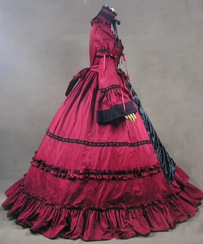 Viršų Pardavimo Šalis Renesanso Viktorijos Suknelė Raudona Gotikos Steampunk Suknelė