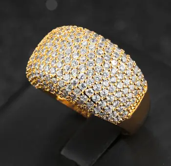 Visiškai Apsvaiginimo 5A Kubinių Zirconia (CZ Diamant bižuterijos 10KT Geltonos Aukso Užpildytas Moterų Vestuvių Juostoje Nykščio Žiede Dovana, Dydis-6-9