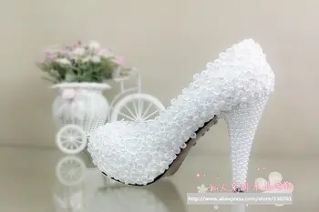 Visą nėriniai gėlės aukštakulniai vestuviniai bateliai moterims platformų turas pirštai mados vestuvių nuotakos siurbliai bateliai lady šalis suknelė batų