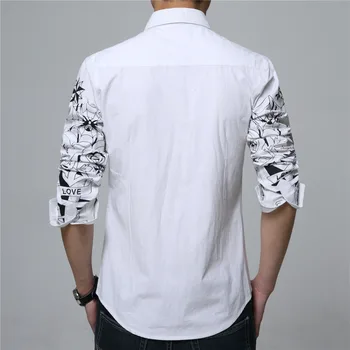 Vyrai atspausdinta marškinėliai verslo rudenį 2018 naujas mados atsitiktinis marškinėliai ilgomis rankovėmis 5xl plius dydis 5color balta juoda pilka lašas laivybos
