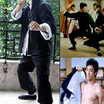 Vyrai Bruce Lee Classic Tango kostiumai Kung Fu Kovos Menų Uniformos Komplektas 3 Wing Chun Apranga Vienoda