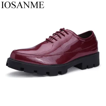 Vyrai dizaineris batai blizgus naujas italų oficialų pažymėjo tne lakinės odos suknelė saugos foowear vyrų platforma oksfordo bateliai vyrams