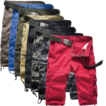 Vyrų kamufliažas krovinių šortai vasarą krepšiai Kelio Ilgis prarasti medvilnės atsitiktinis šortai,multi-pocket karinės šortai 8 spalva