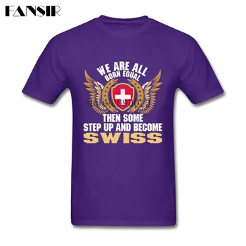 Vyrų Marškinėliai Naujovė Balti trumpomis Rankovėmis Užsakymą Tshirts vyriški Kai Step Up Ir Tapti Šveicarijos Šveicarijos Vėliava Šeimos Drabužiai