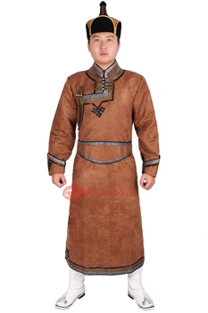 Vyrų robed mongolija drabužius vyrų kostiumo imitacija deerskin aksomo, Mongolija drabužius mongolų robed Apranga
