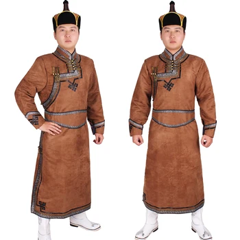 Vyrų robed mongolija drabužius vyrų kostiumo imitacija deerskin aksomo, Mongolija drabužius mongolų robed Apranga