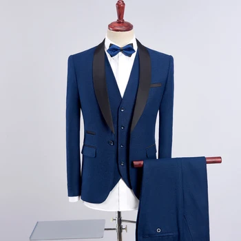 Vyrų Slim Fit verslo vestuvių Kostiumas vyrams klasikiniai kostiumai 2018 m. pavasarį naują atvykimo Vyrų mados priežastinis kostiumai (Švarkas+Liemenė+Kelnės)