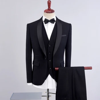 Vyrų Slim Fit verslo vestuvių Kostiumas vyrams klasikiniai kostiumai 2018 m. pavasarį naują atvykimo Vyrų mados priežastinis kostiumai (Švarkas+Liemenė+Kelnės)