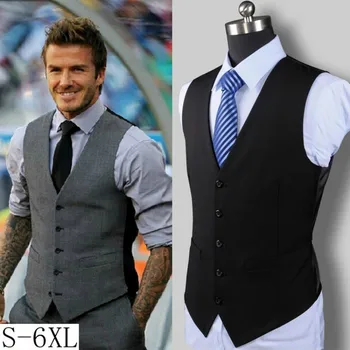 Vyrų Slim Kostiumas, Marškiniai Vyrų Vienas Krūtinėmis Verslo Atsitiktinis Vest Vyrų Grupė Vestuvių Liemenė Gilet Homme Plus Size Pat, kaip Beckhams