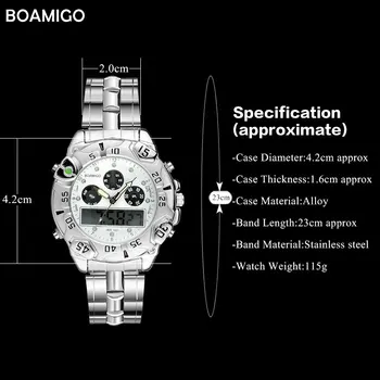 Vyrų Sporto Laikrodžiai BOAMIGO Prekės Analoginis Skaitmeninis LED Elektroniniai Kvarciniai Laikrodžiai Mados Plieno Dovana Laikrodžius Relogio Masculino