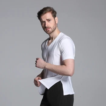 Vyrų šiuolaikinės šokių lotynų šokių drabužių praktikos standartu trumpas rankovėmis marškinėliai