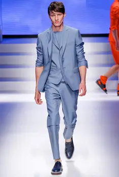 Vėliau Kailis Ziajać Dizaino Italijos Šviesiai Mėlyna Vyrų Kostiumas Slim Fit 3 Gabalas Smokingas Prom Kostiumai Užsakymą Mados Jaunikis Švarkas Masculino F5