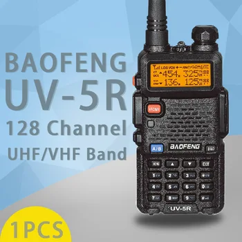Walkie talkie Baofeng UV5R Kumpis Du Būdu Radijo walkie talkie Dual-Band siųstuvas-imtuvas (Juoda)