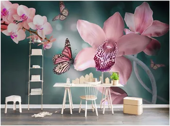 WDBH užsakymą freskos 3d foto tapetai Šiuolaikinės drugelių orchidėja, TV foną, sienos nuotrauka 3d sienų freskomis tapetai už kambarį