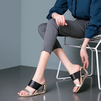 WETKISS Prekės natūralios Odos Aukštakulniai Ponios Šlepetės Keistą Stilių Skaidres Avalynė 2018 Naujas Vasaros Mados Moterų Mulų Batai