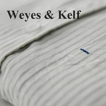 Weyes & Kelf Girtls ilgomis Rankovėmis Marškinėliai Medvilnės Blusas Women2018 Dryžuotas Marškinėliai Moteriška Paprasta Stovėti Vieną-breaste Viršūnes Moterų Palaidinė