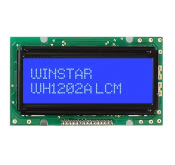 WH1202A modelis 12x 2 yra 12 ženklų, 2 eilutės mažas LCD ekranas, ekrano mėlynas apšvietimas naujas ir originalus