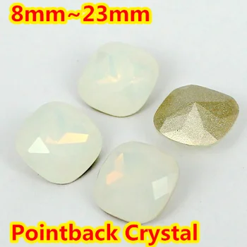 White Opal Kvadrato Formos Kristalų Išgalvotas Akmens Punkte Atgal, Stiklo, Akmens, 