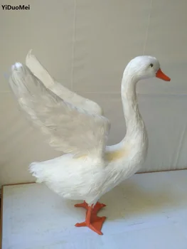 White swan modelis,polietileno&kailis didelis 37x28cm modeliavimas žąsų sparnus ,atraminiai rankdarbių apdaila dovana a2988