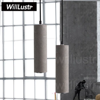 Willlustr cemento pakabukas šviesos diodų (LED) minimalistinio dizaino apšvietimo kabo lempa valgomasis kambarys, restoranas, pilka betono pakabos lempos