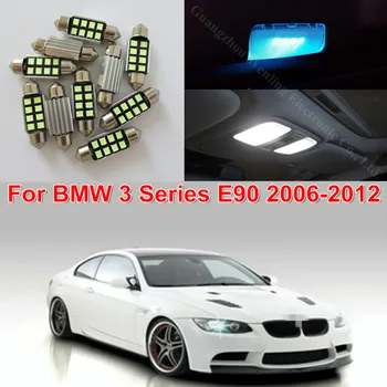 WLJH 14pcs White Ice Blue Canbus Klaidų, Lemputės, Automobilių LED Šviesos Paketas Rinkinys Interjero apšvietimo komplektas BMW 3 Serija E90 2006-2012