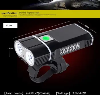 WOSAWE Įkrovimo 2400lm LED Dviračio Žibintas USB Rankenos Lempos 18650 Baterija Priekinis Žibintas atsparus Vandeniui SOS Dviračių Saugos Žibintuvėlis