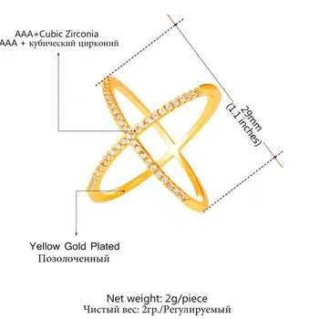 X žiedas kryžiaus žiedas su dėžute paprastos konstrukcijos AAA+ kubinis cirkonis piršto žiedai R2561G