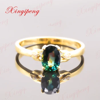 Xinyipeng18K aukso inkrustacijos 1 karatas natūralaus safyro žiedas moterims dizainas yra gražus