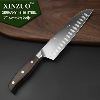 XINZUO 7 colių santoku peilis VOKIETIJOS DIN1.4416 plieno virtuvės peilis labai aštrus Japoniško stiliaus chef peilis virtuvės įrankis nemokamas pristatymas
