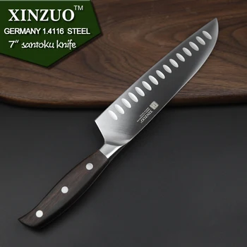 XINZUO 7 colių santoku peilis VOKIETIJOS DIN1.4416 plieno virtuvės peilis labai aštrus Japoniško stiliaus chef peilis virtuvės įrankis nemokamas pristatymas