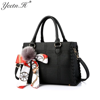 Yeetn.H mados moterų pu leahther rankinėje aukštos kokybės pečių maišą withe šalikai moteris pledas krepšys maišeliu M5050