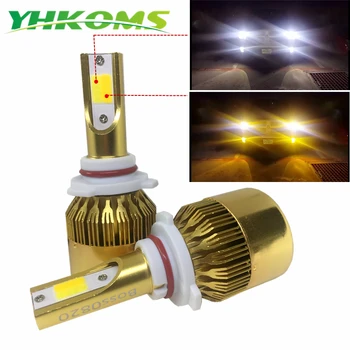 YHKOMS Automobilio LED žibintų 9005 HB3 9006 HB4 LED H4, H7, H8, H11 H1 H3 H27 Auto Rūko žibintų 76W 9600LM 6000K 3000K Dual Spalvos Lemputė 12V