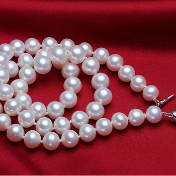YIKALAISI 2017 naujų natūralių gėlavandenių perlų vėrinį 925 sterlingas sidabro papuošalai 8-9mm originali karoliai geriausios dovanos moterims