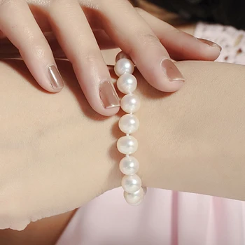 YIKALAISI 2017 naujų perlų papuošalai 8-9mm Natūralių Perlų Apyrankė Moterų Apyrankės su 925 sterlingas sidabro papuošalai Geriausių Dovanų