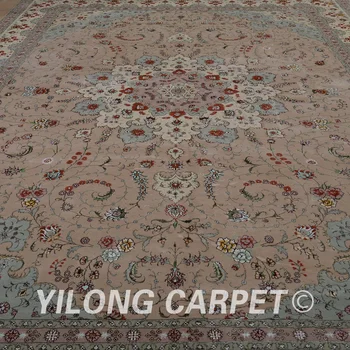 Yilong 10'x14' turkų vilnos kilimų gamintojai, rankų darbo subtili rožinės spalvos vilnos kilimas tiekėjai (1494)