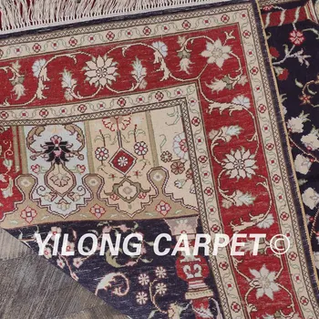 YILONG 3'x5' rytietiški rankų darbo namuose kilimas, rankomis rišti šilko mėlyna persų kilimai (YHW339B3x5)