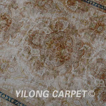 Yilong 3'x5' Rytų šilko kilimas, smėlio spalvos rankų darbo išskirtinį mažų šilko gėlių persų kilimai (1530)
