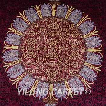 Yilong 4.5'x6.5' Tabriz šilko kilimų violetinė raudona medallion rankų darbo išskirtinį Iranas šilko kilimai (0159)
