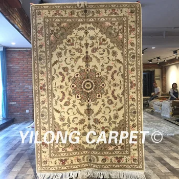 Yilong 4'x6' kinijos rankų darbo šviesiai kilimėlių aukštos kokybės patogūs vilnos, šilko kilimų kinija (WY2061S4x6)