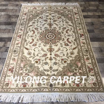 Yilong 4'x6' kinijos rankų darbo šviesiai kilimėlių aukštos kokybės patogūs vilnos, šilko kilimų kinija (WY2061S4x6)