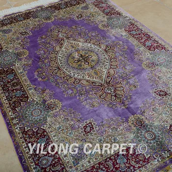 Yilong 4'x6' Tradicinės turkų kilimų tabriz violetinė vantage antikvariniai rankų darbo afganistano kilimėliai (0677)