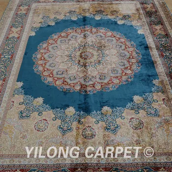 Yilong 5.5'x8' Rankų darbo kilimų gėlių mėlyna medallion rankomis rišti bauda persų kilimai (1558)