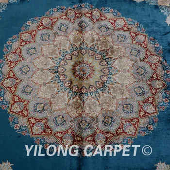 Yilong 5.5'x8' Rankų darbo kilimų gėlių mėlyna medallion rankomis rišti bauda persų kilimai (1558)