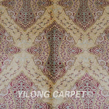Yilong 5.5'x8' Rankų darbo kilimų stačiakampio smėlio spalvos rankų darbo gryno šilko kilimai (1110)