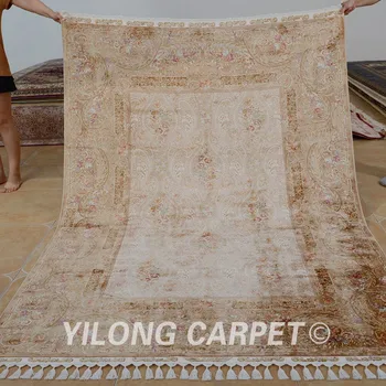 Yilong 5.5'x8' turkų Rankų darbo kilimų, kupranugarių rankomis rišti gryno šilko kilimai (1188)