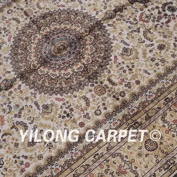 YILONG 5'x8' turkų Rankų darbo kilimų, smėlio spalvos vantage Iranas persijos šilko kilimas (SCH098A5x8)